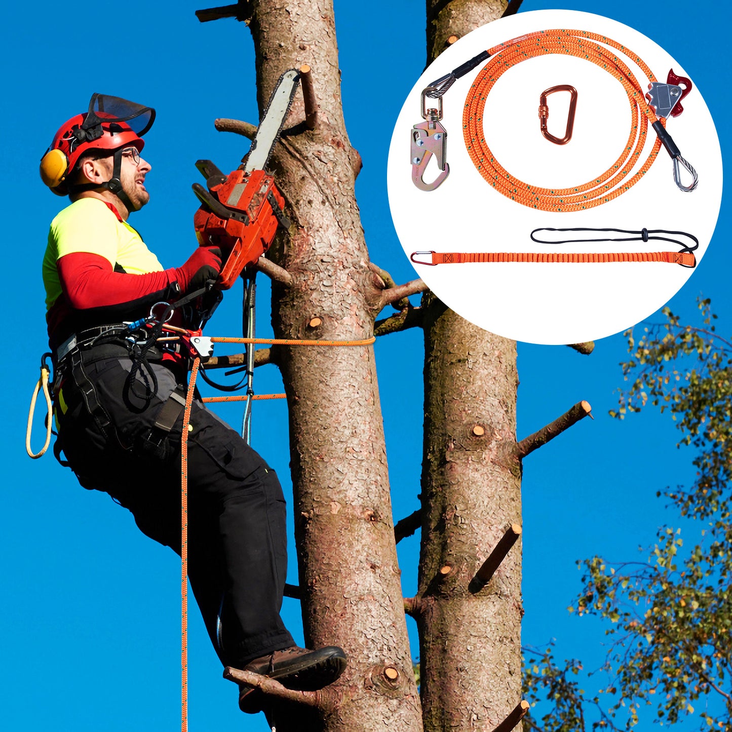 Steel Core Arborist Flipline With Snap Hook And Carabiner