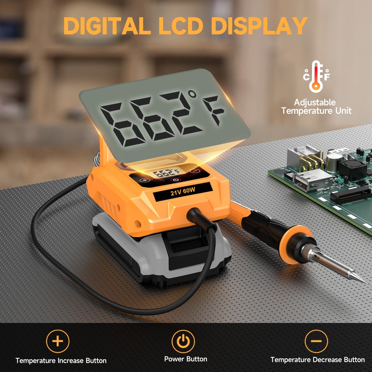 Cordless Soldering Station with Digital Display for DIY Projects