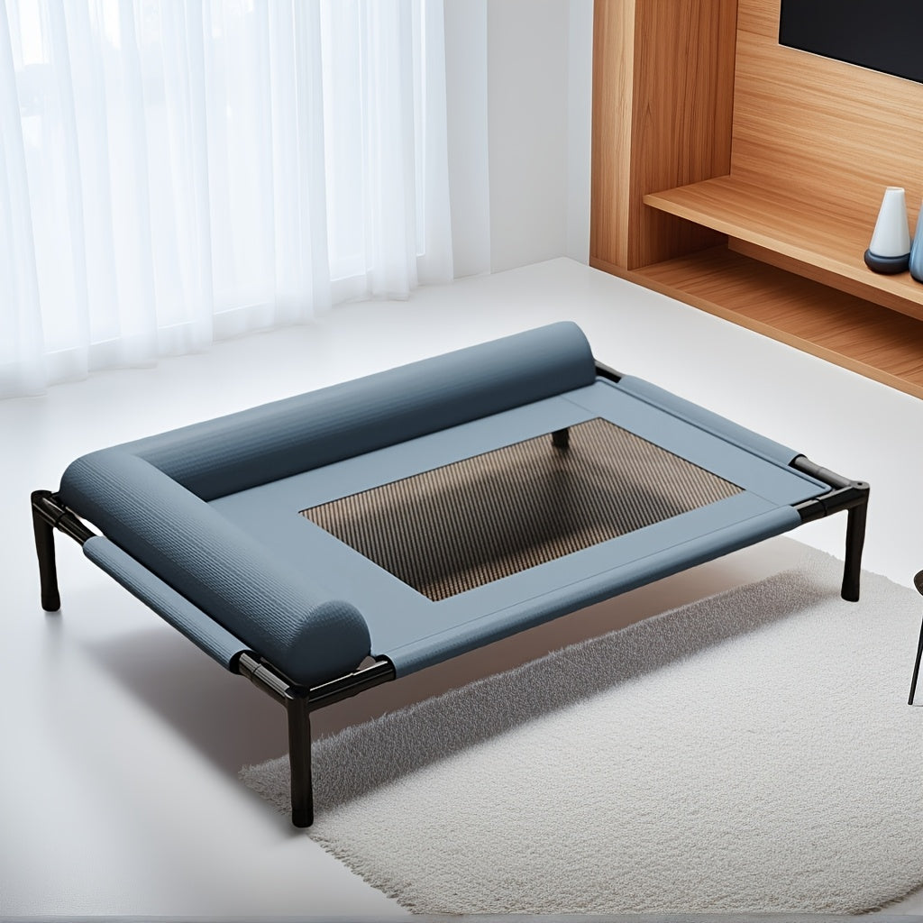 Breathable Elevated Pet Bed With Plaid Design For Dogs