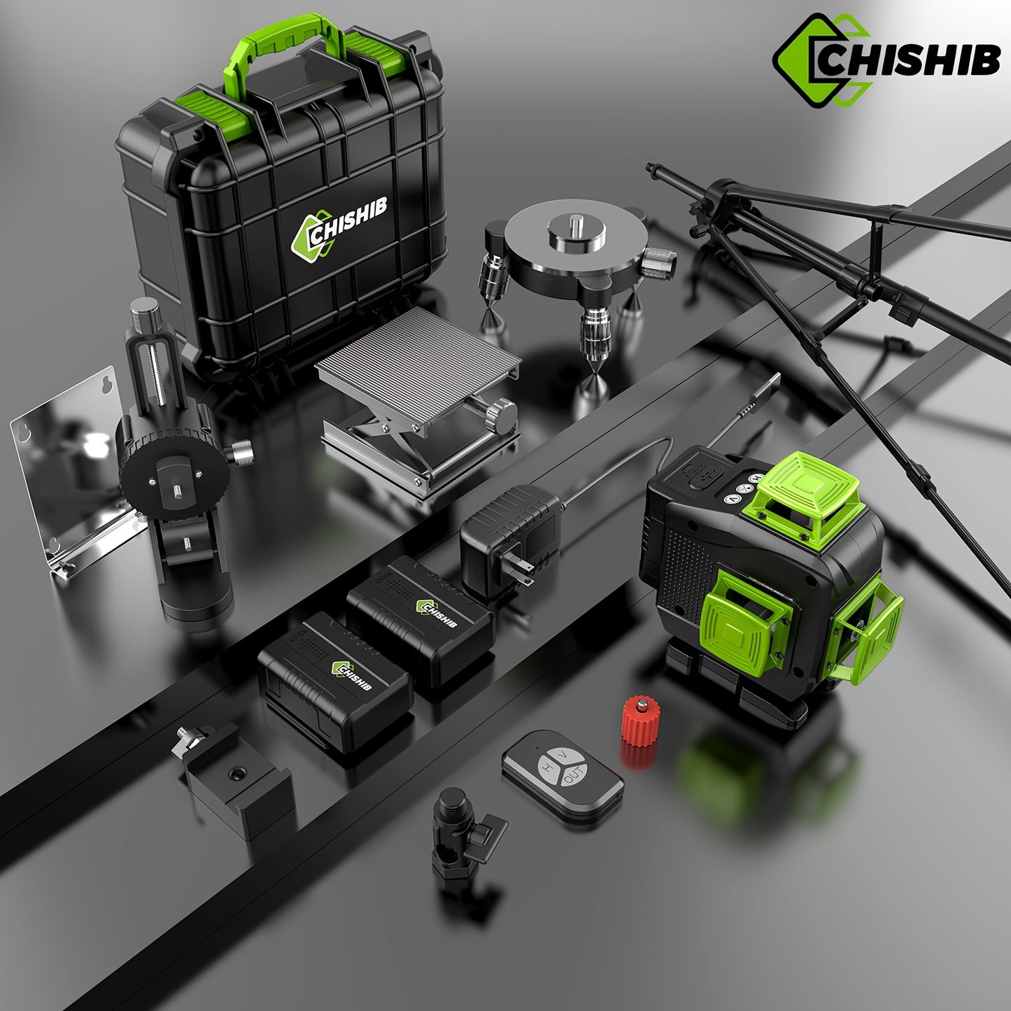 16 Line Laser Level Kit 360 Degree Auto Leveling Crosshair