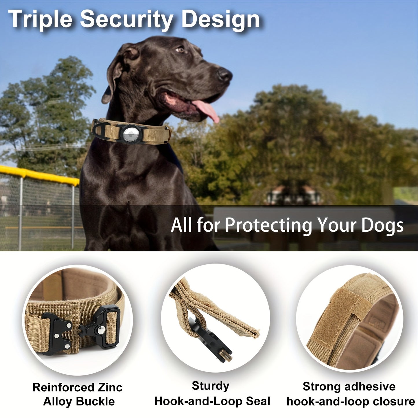 Tactical Nylon Dog Collar With GPS Holder For All Breeds