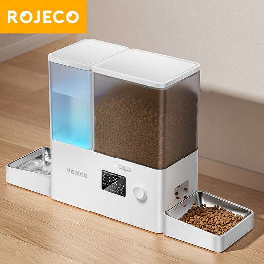 ROJECO Automatic Pet Feeder and Water Fountain for Dogs Cats