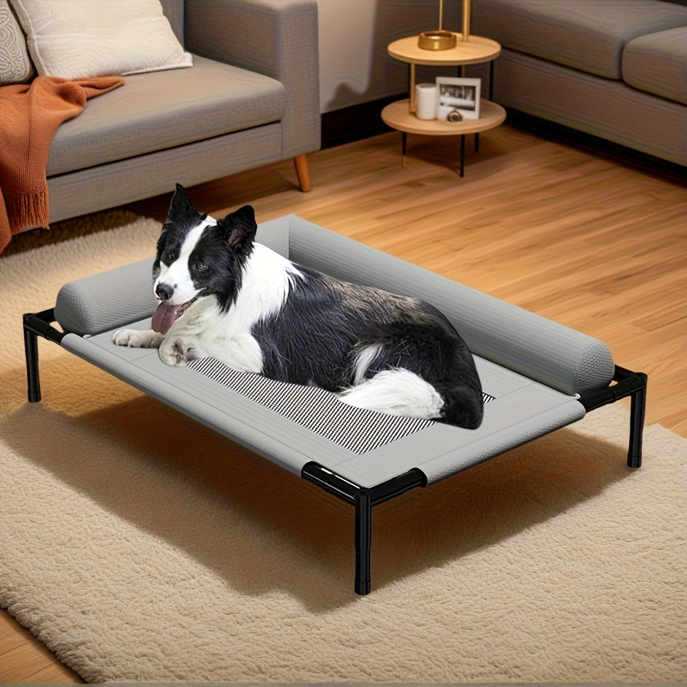 Breathable Elevated Pet Bed With Plaid Design For Dogs