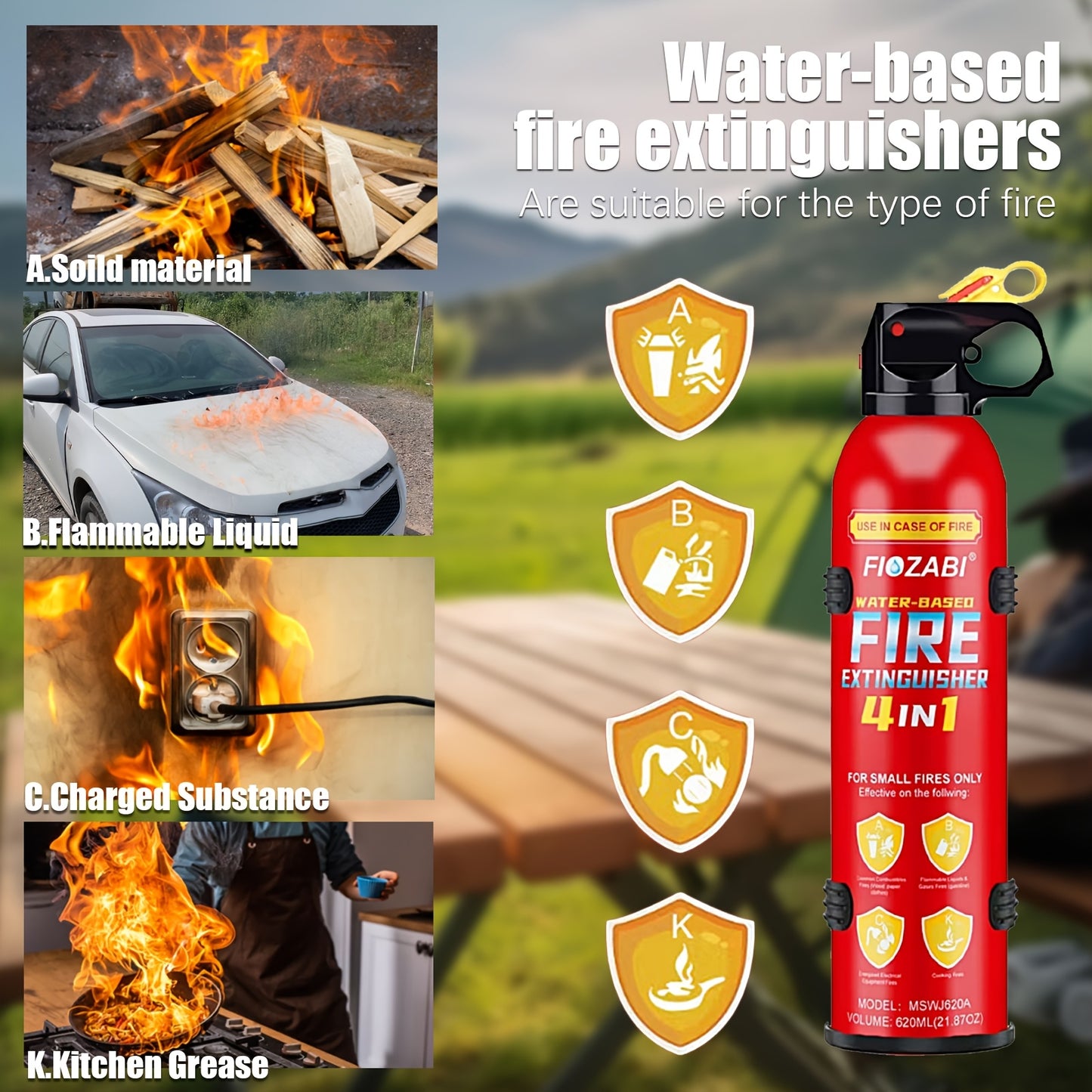 Portable Fire Extinguisher 4 In 1 For Home Garage Car