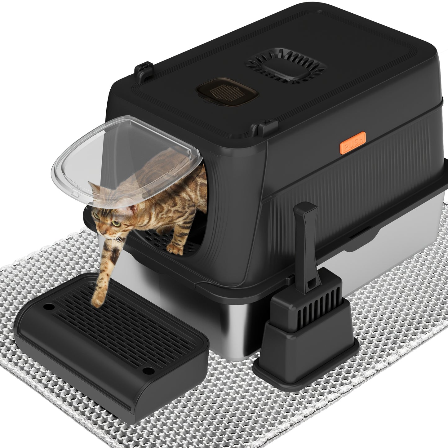 CITYLIFE Extra Large Stainless Steel Enclosed Cat Litter Box