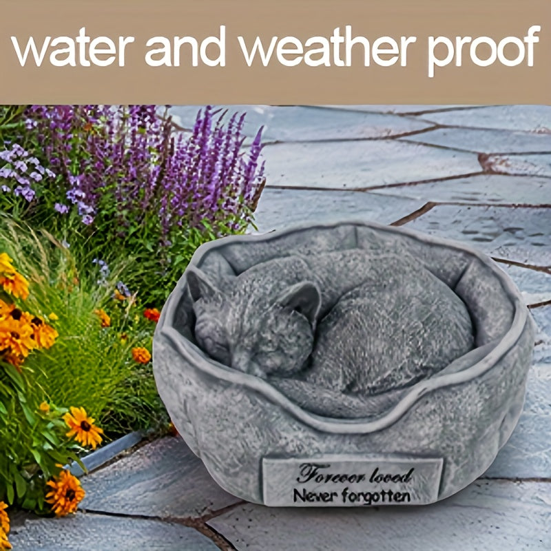 Pet Cat Memorial Tombstone Garden Stone Sculpture Indoor