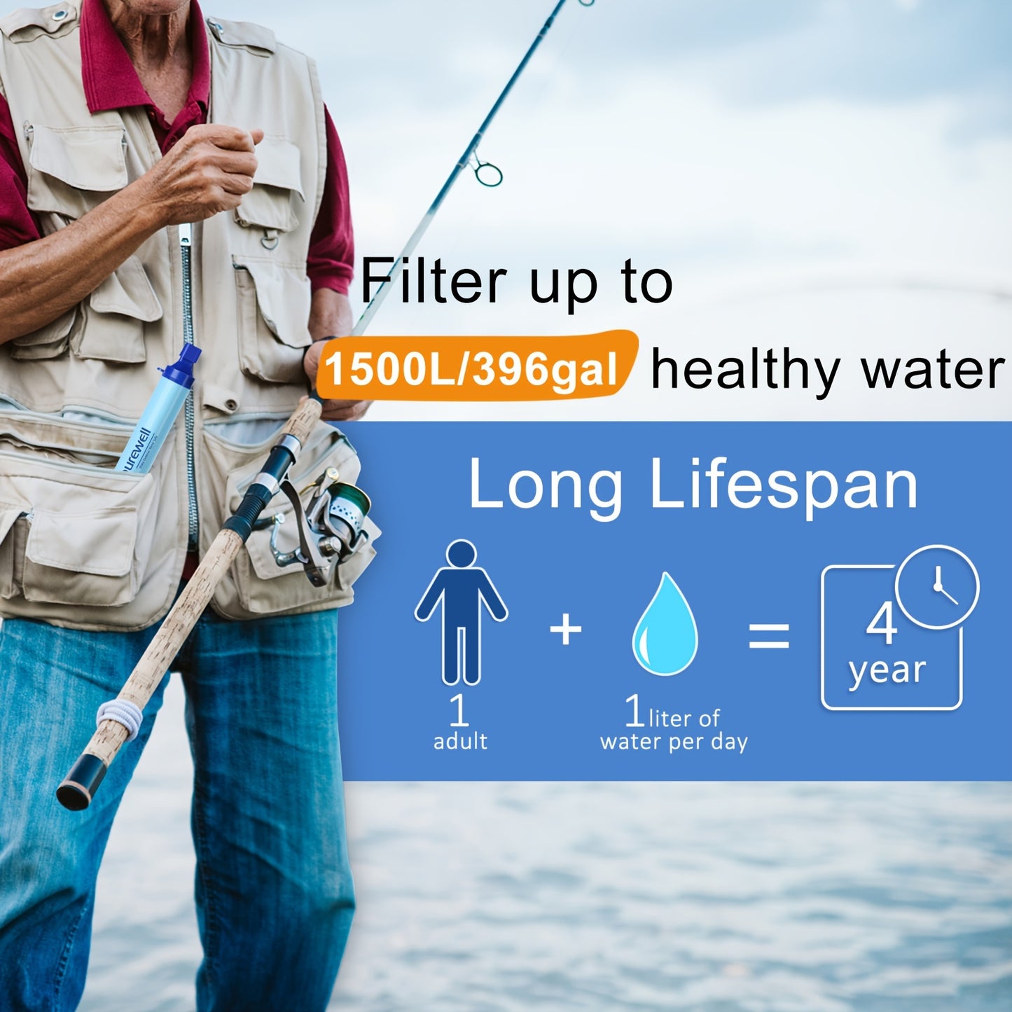 8PCS Outdoor Water Filter Straws For Emergency Survival Gear