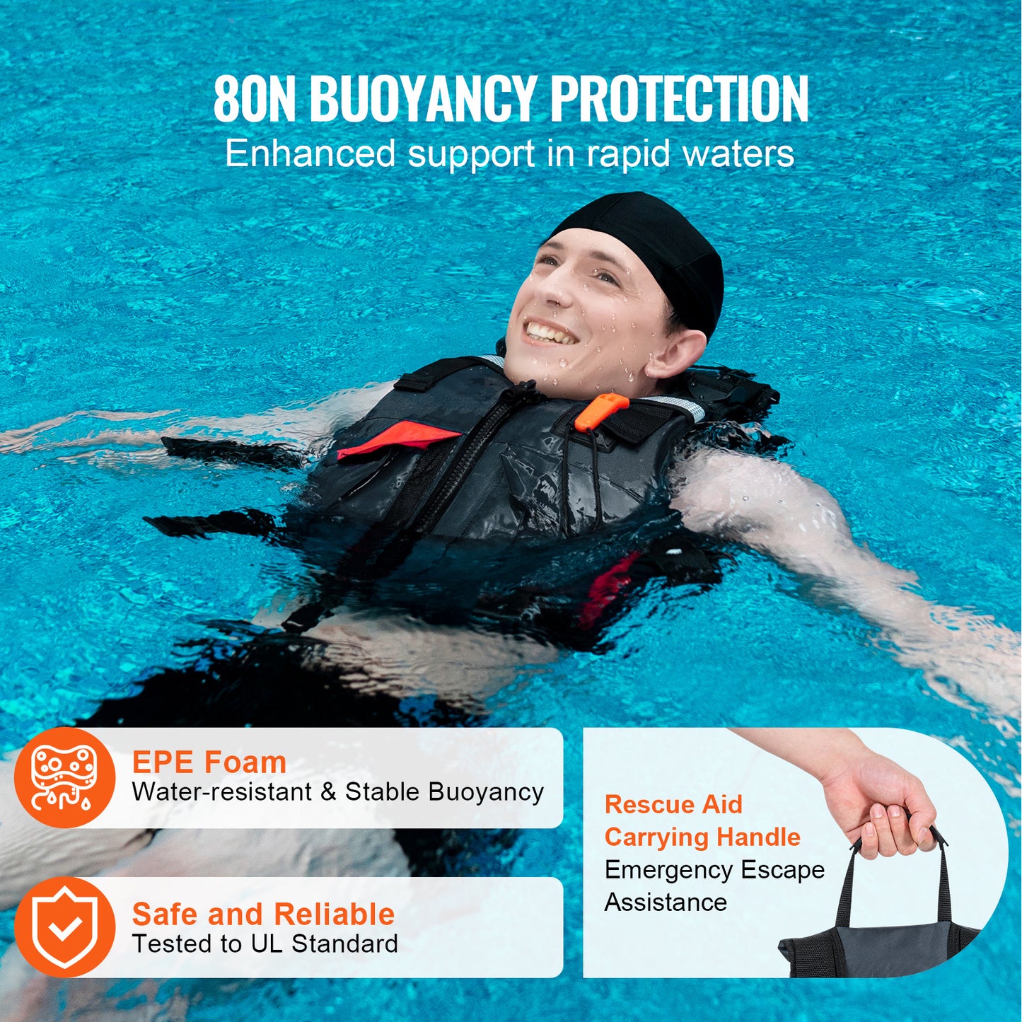 Vevor Watersports Life Vest PFD 80N Buoyancy Jacket