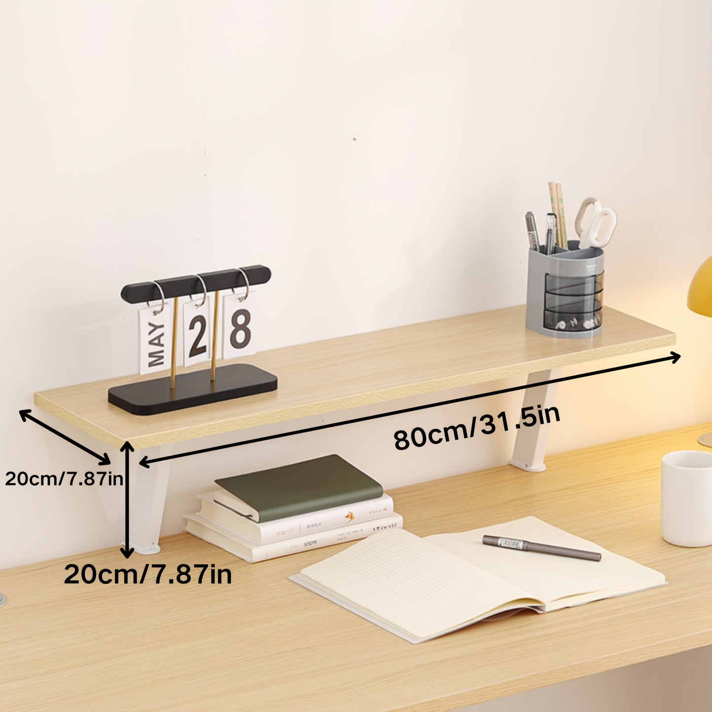 Floating Desk Shelf No Drill Mount Multilevel Organizer
