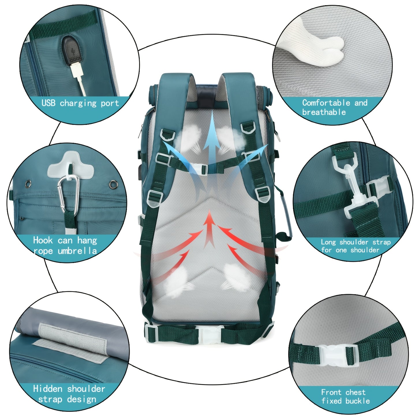 Airline Approved Travel Backpack With Laptop Sleeve And USB