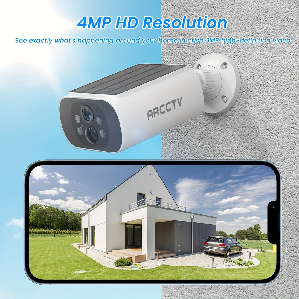 4MP Solar Outdoor Camera With Night Vision Alexa Security