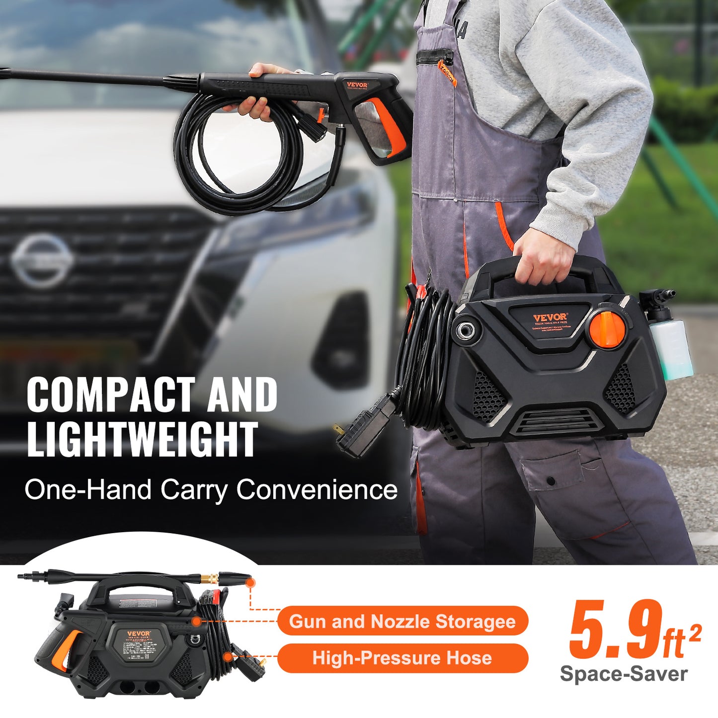 2150 PSI Electric Pressure Washer Foam Cannon And Nozzle