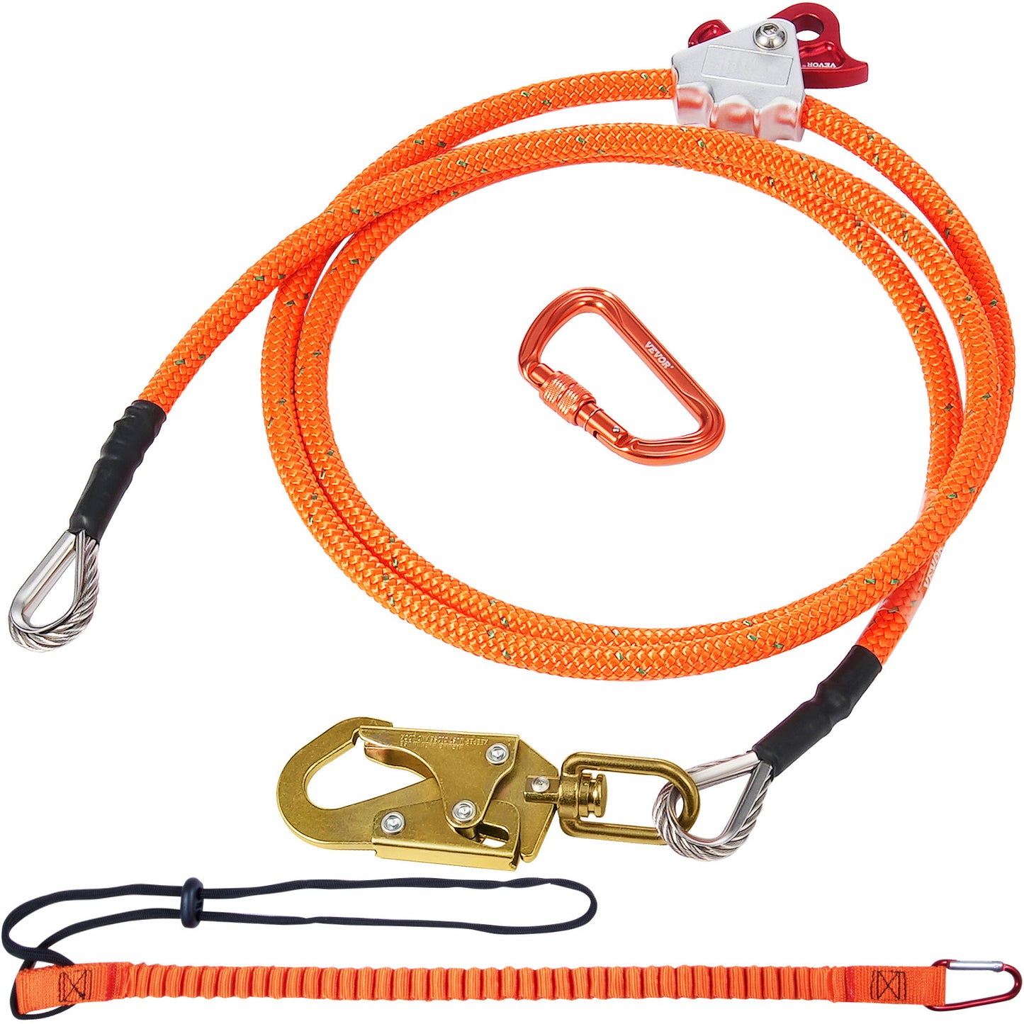 Steel Core Arborist Flipline With Snap Hook And Carabiner