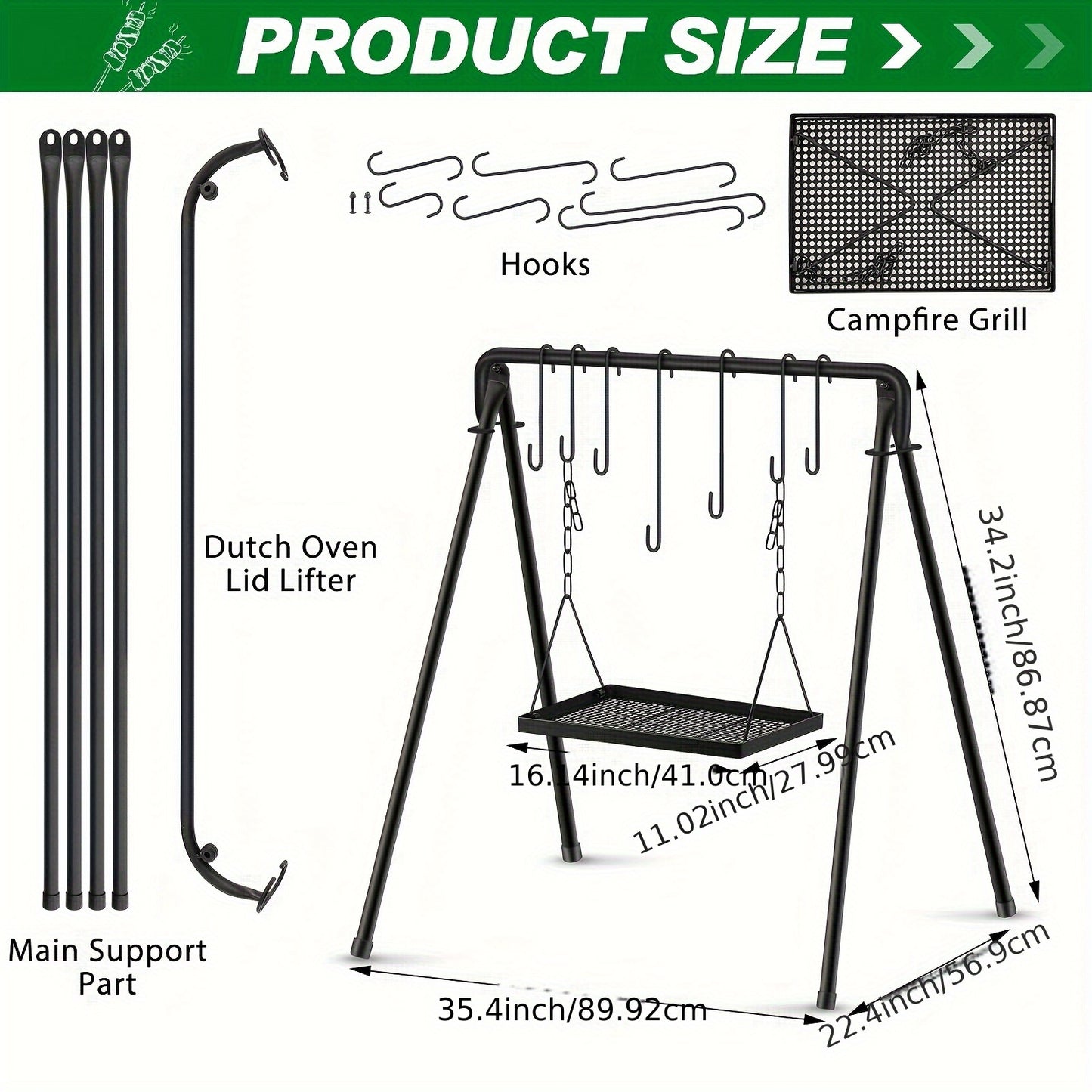 Adjustable Campfire Grill Stand for Outdoor BBQ Cooking
