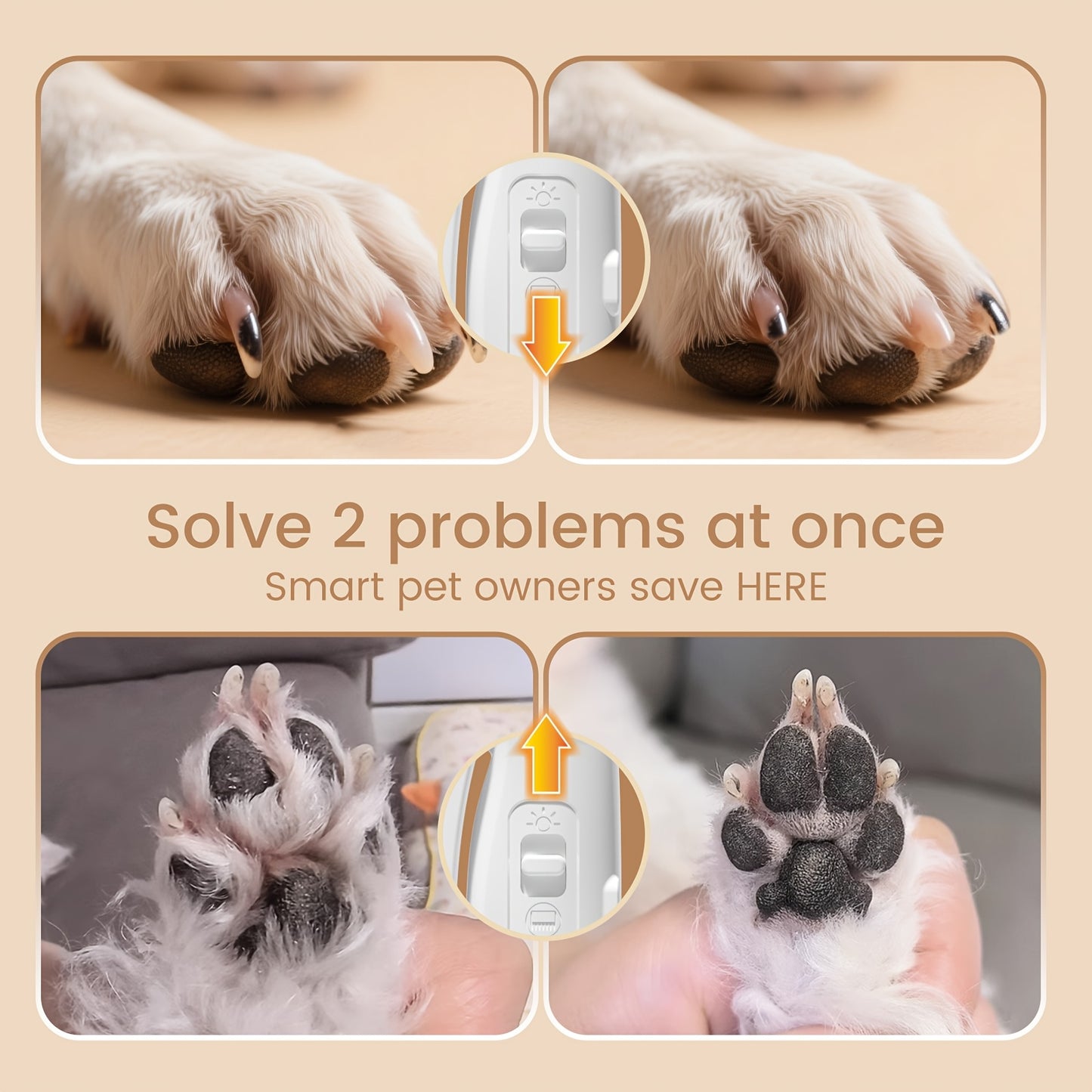 2 In 1 Dog And Cat Paw Nail Trimmer Portable With LED Light