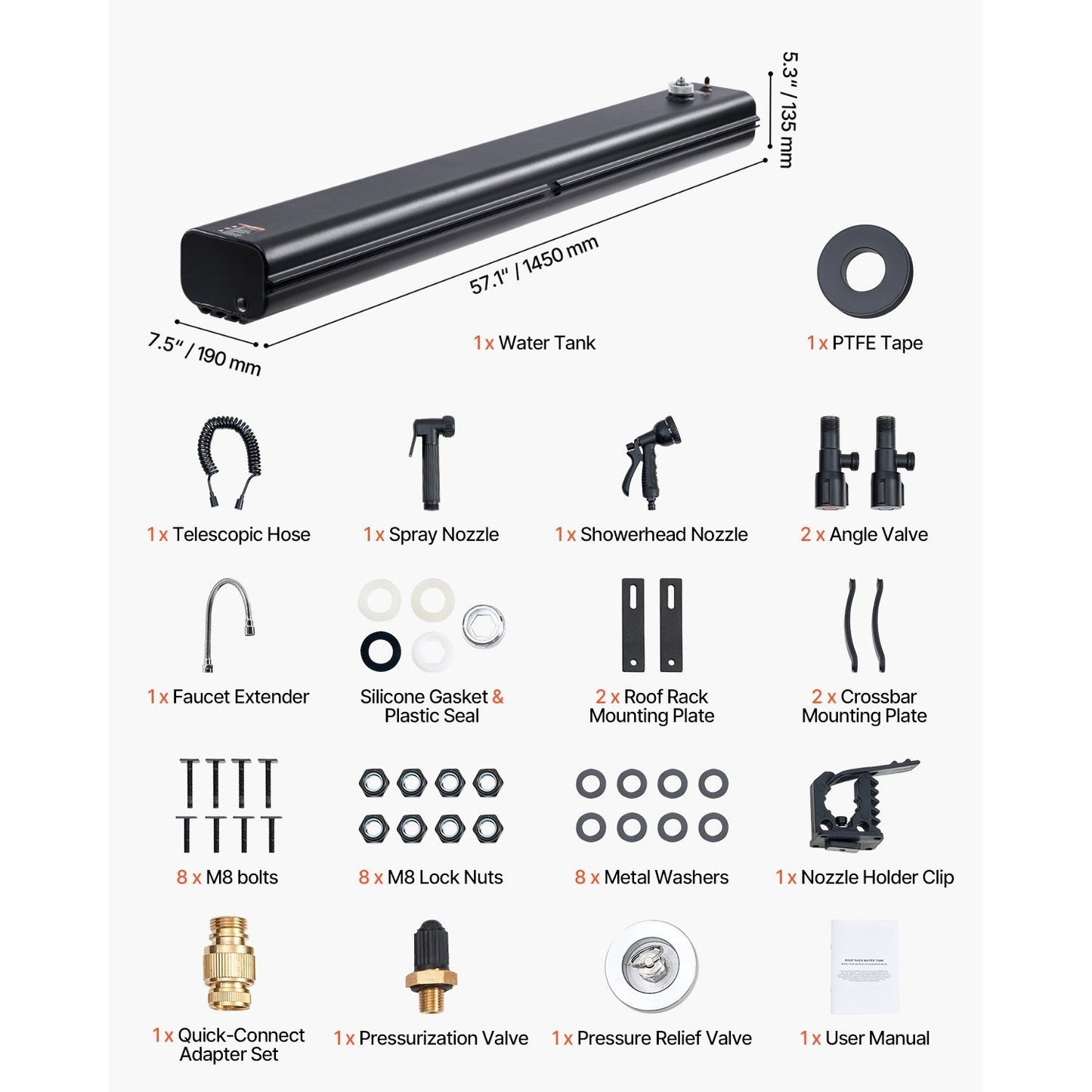 Portable Roof Rack Water Tank with Splash Guard Panel