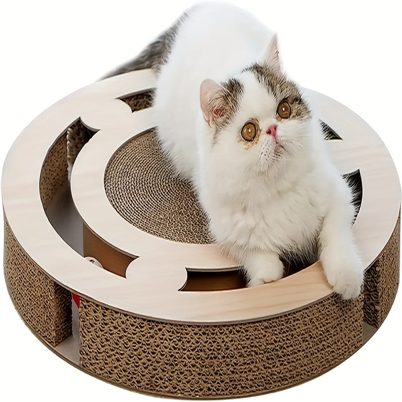 Interactive Cardboard Cat Scratching Toy With Ball Run