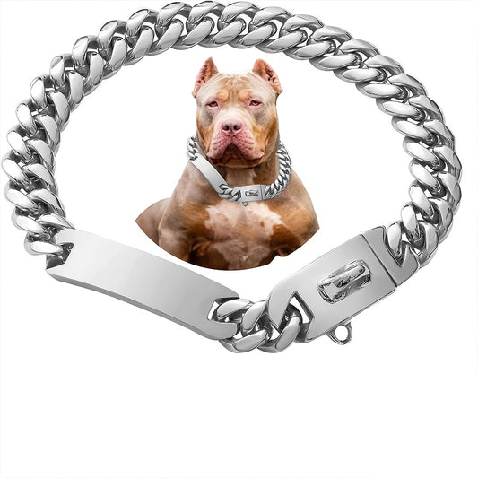 Customizable Stainless Steel Dog Collar With Safety Lock