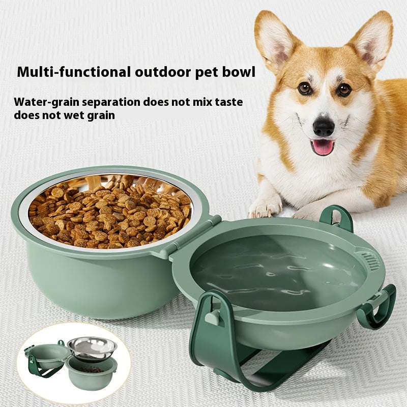Portable Foldable Pet Travel Bowl With Secure Lid Design