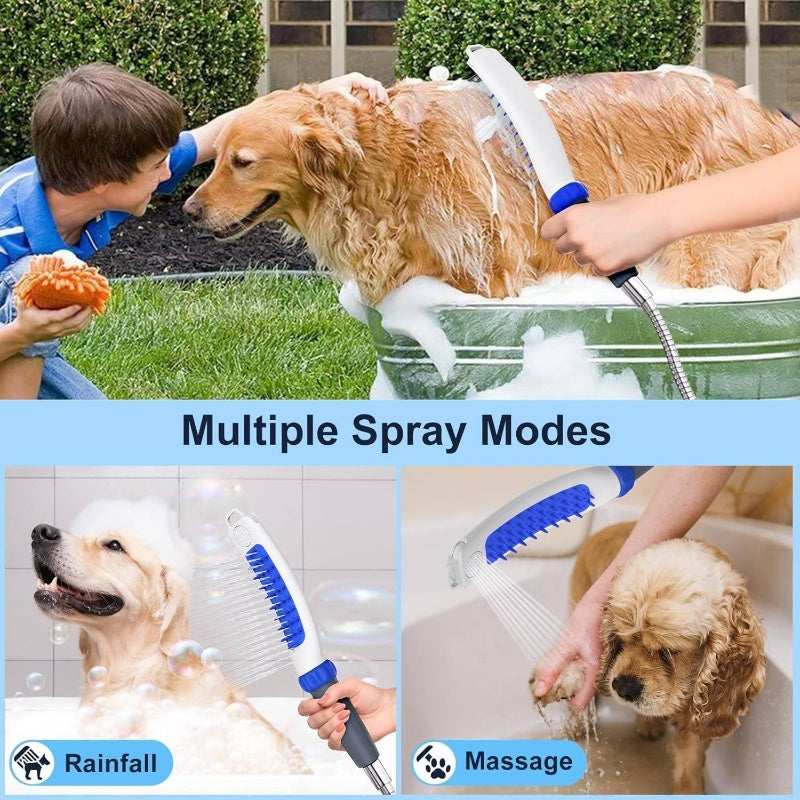 Dog Shower Attachment With Bristles Deshedding Massaging Hose
