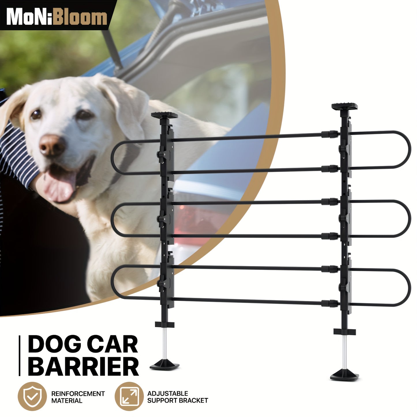 MoNiBloom Metal Dog Barrier for Safe Travel with Pets
