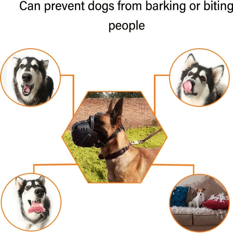Comfortable Adjustable Faux Leather Dog Muzzle for Training
