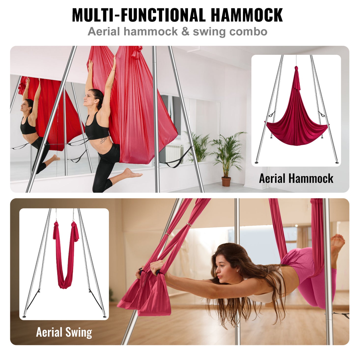 VEVOR Aerial Yoga Frame with Professional Yoga Hammock