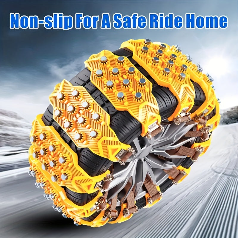 Universal Adjustable Snow Chains for Cars SUVs Sedans Pack