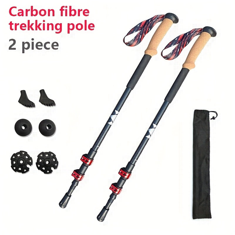 Lightweight Carbon Fiber Hiking Sticks Telescopic With Lock
