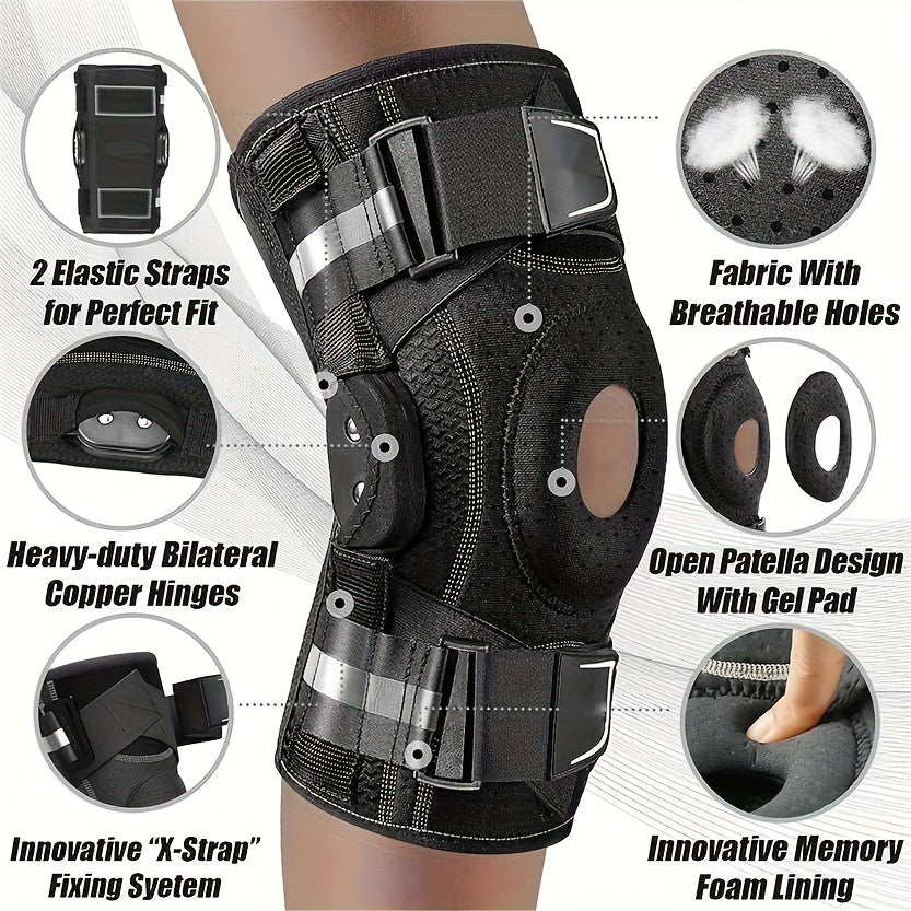 Knee Brace Hinged Support With Fixation System For Runners