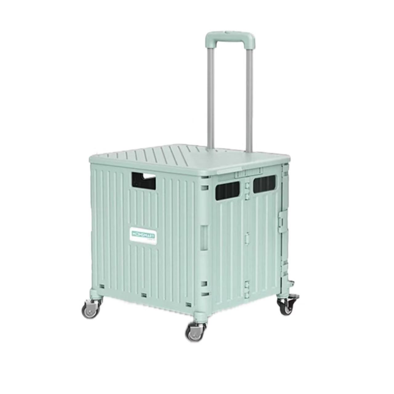 Foldable Rolling Cart With Telescopic Handle And Wheels