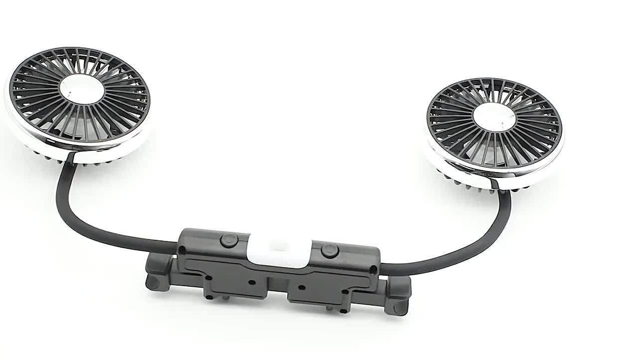 Dual Head Car USB Fan 3 Speed Rotatable Flexible Gooseneck