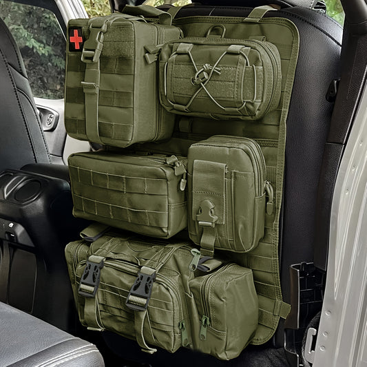 Tactical Car Seat Back Organizer with Detachable Molle Pouches