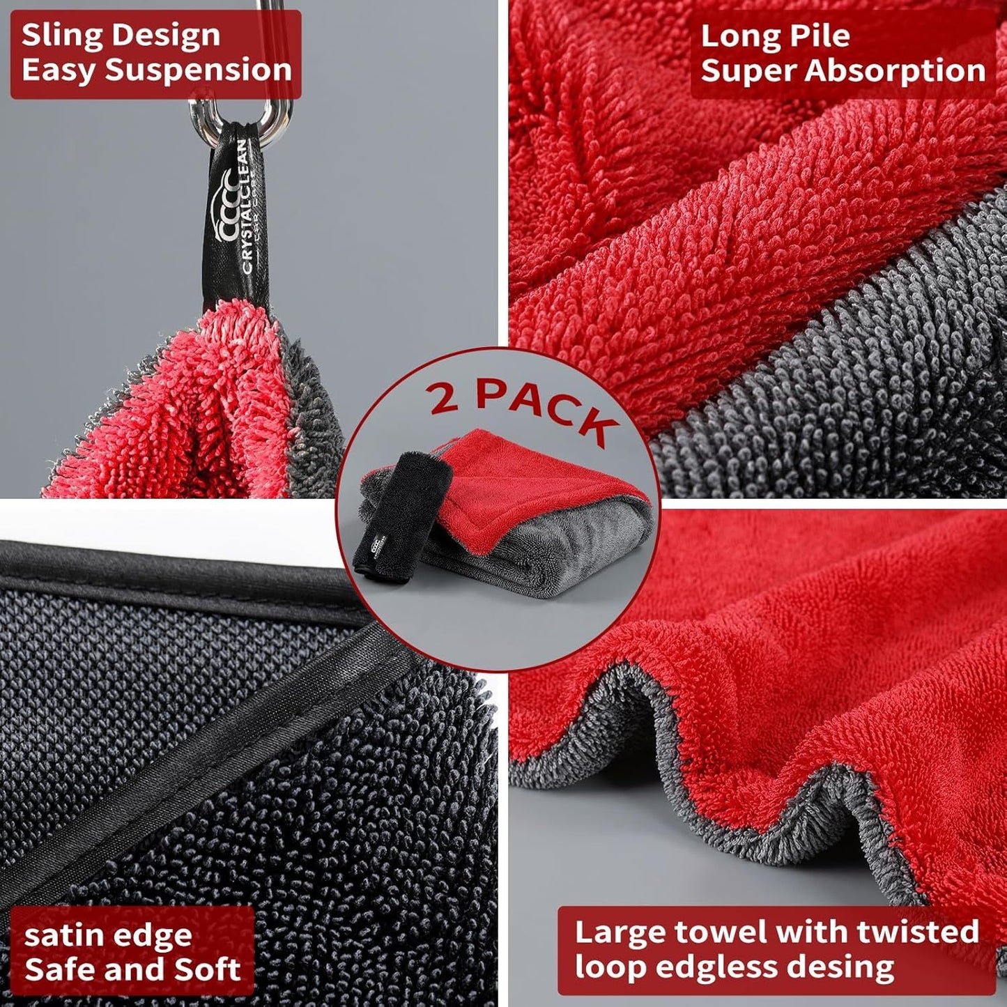 Double Twisted Loop Quick Drying Car Towel For Detailing