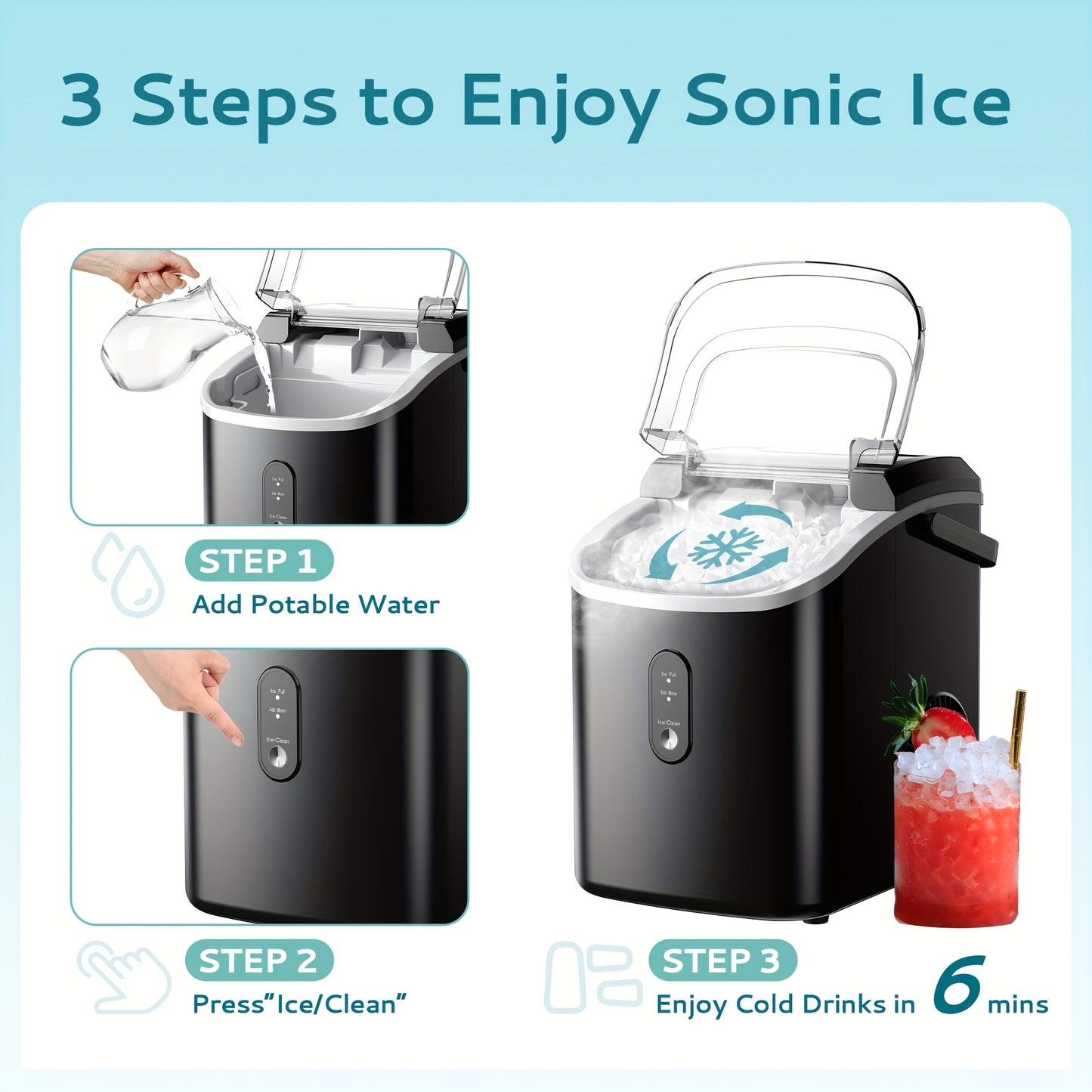 Portable Nugget Ice Maker for Home and Outdoor Fun