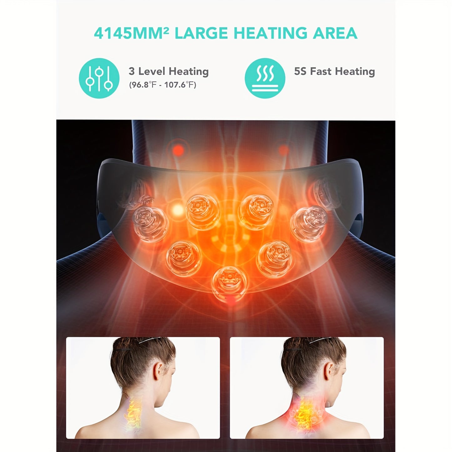 Neck Massager With Heat And 9D Shiatsu Vibration Cordless Deep Tissue