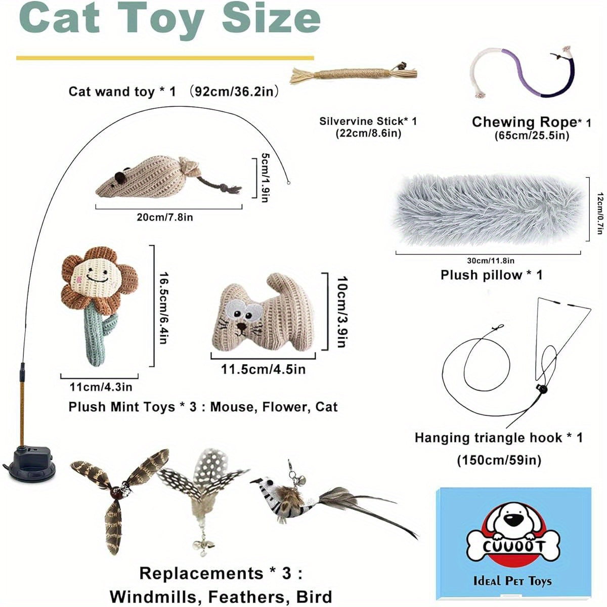 7 In 1 Hyperstimulating Cat Toy Set With Suction Cup