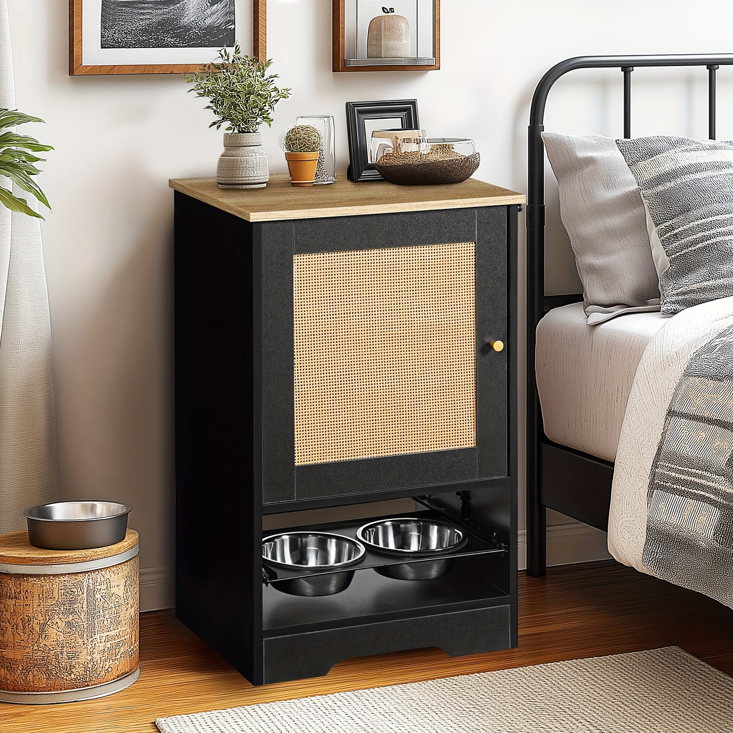 All In One Pet Feeding Station With Storage Cabinet