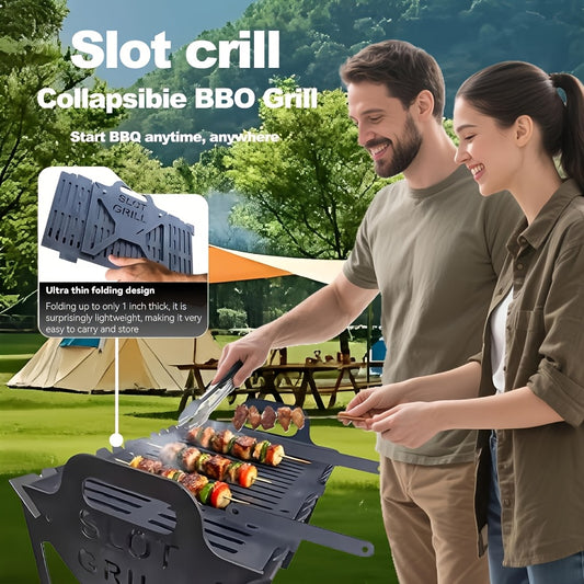 Portable Foldable Grill With Non Slip Skewers For Camping