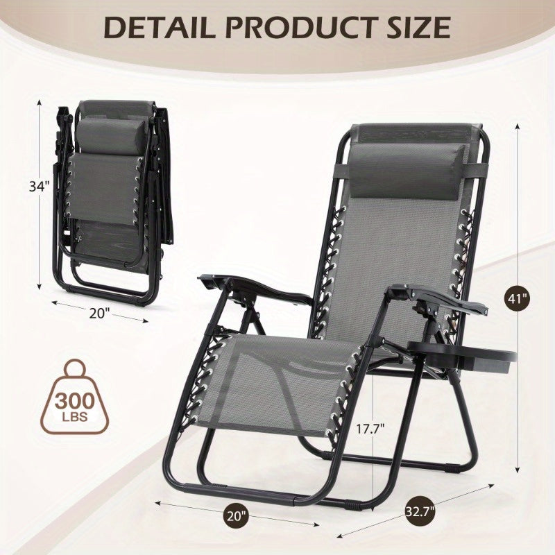 Zero Gravity Recliner Chairs Set for Outdoor Relaxation