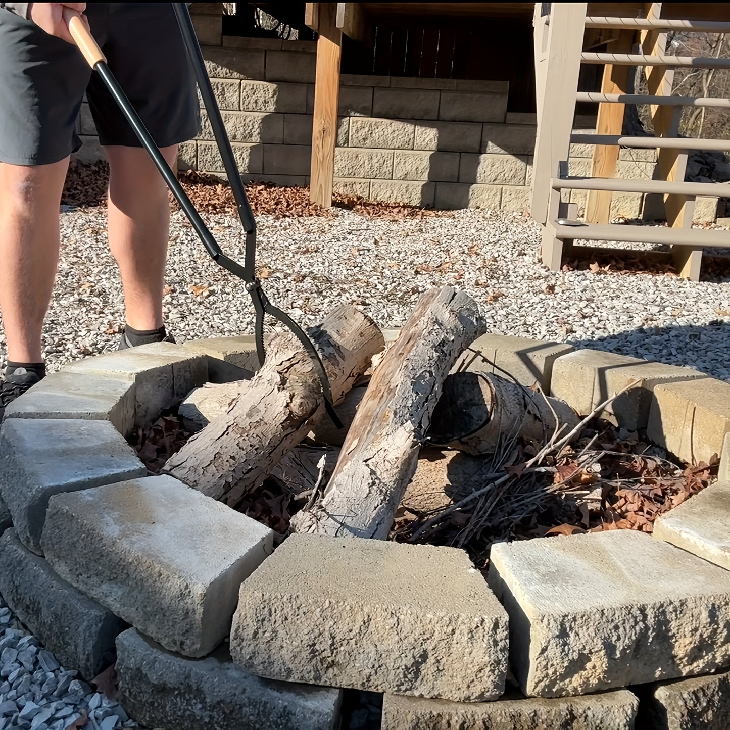 Heavy Duty Firewood Grabber Tongs for Campfire and Bonfire