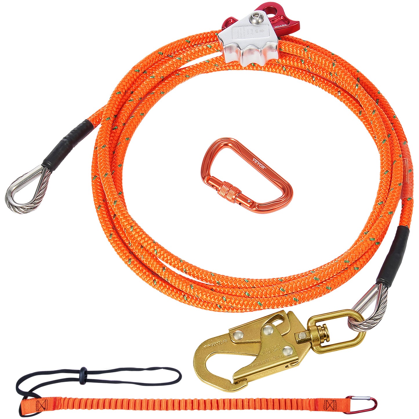 Steel Core Arborist Flipline With Snap Hook And Carabiner