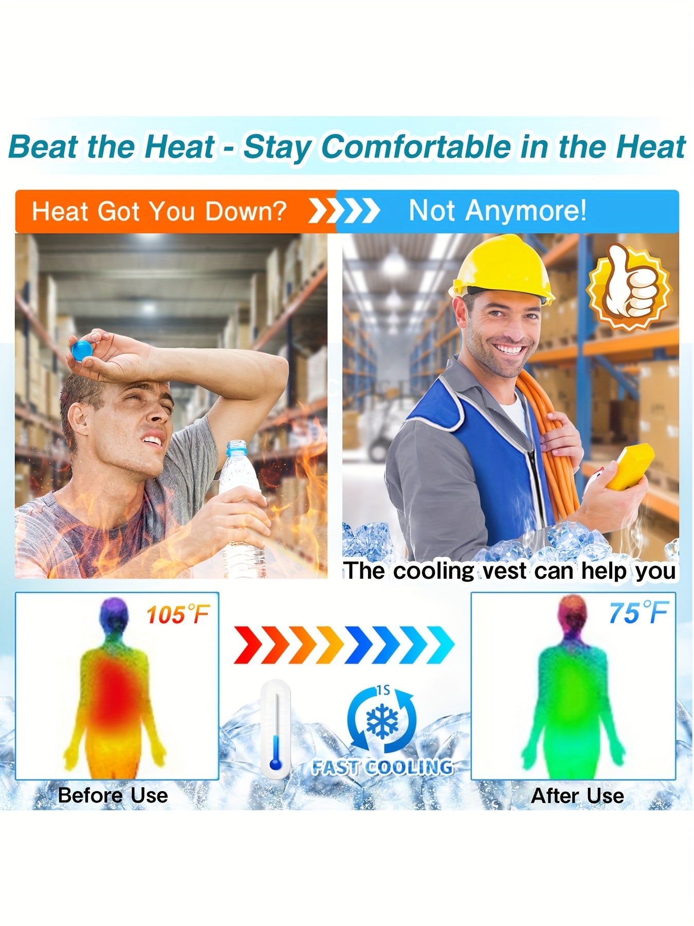 Cooling Vest With Ice Packs For Hot Weather Work Adjustable