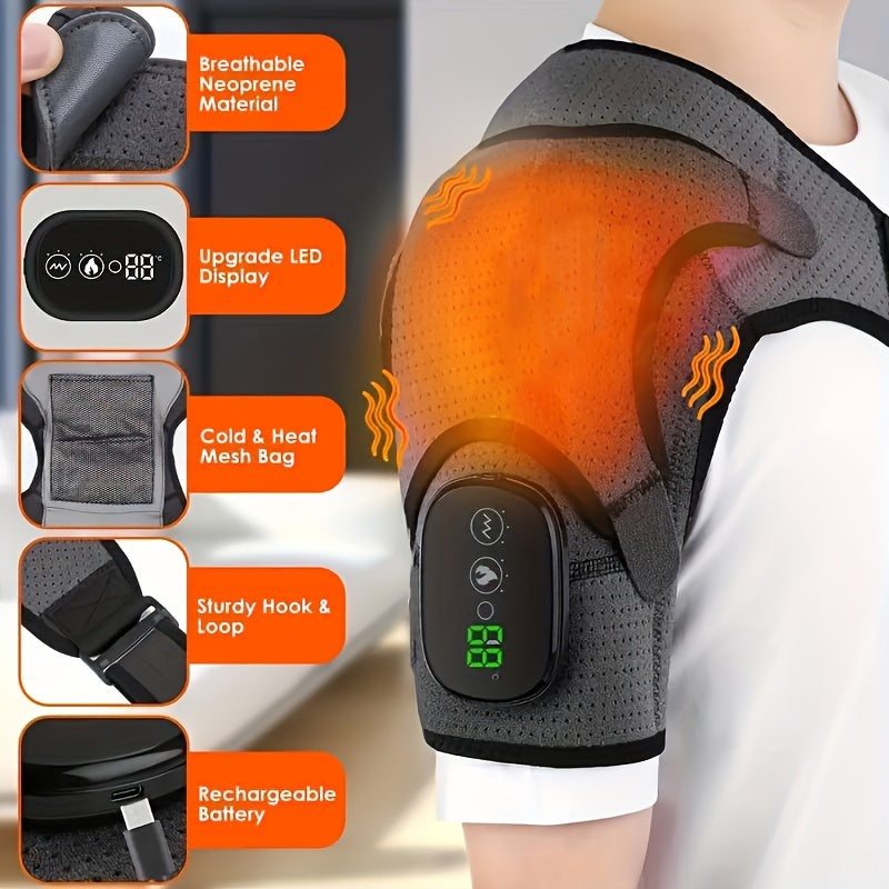 Wireless Heating Massager Shoulder Wrap 3 Heat Vibration