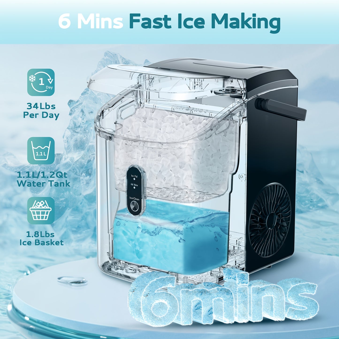 Portable Nugget Ice Maker for Home and Outdoor Fun