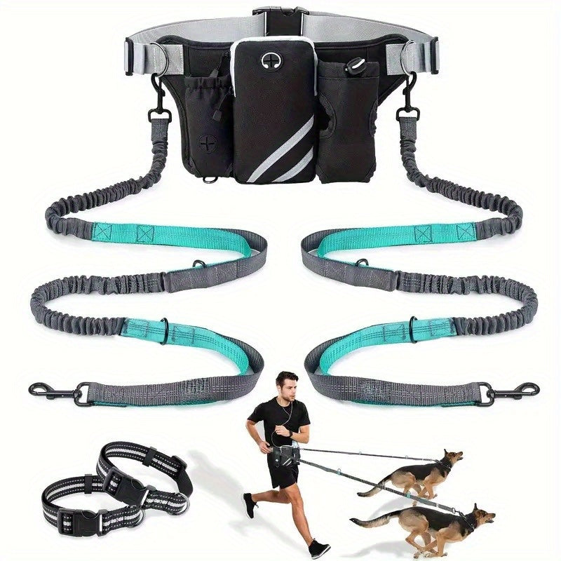 Extendable Hands Free Dog Leash Set With Pocket Waist Pack