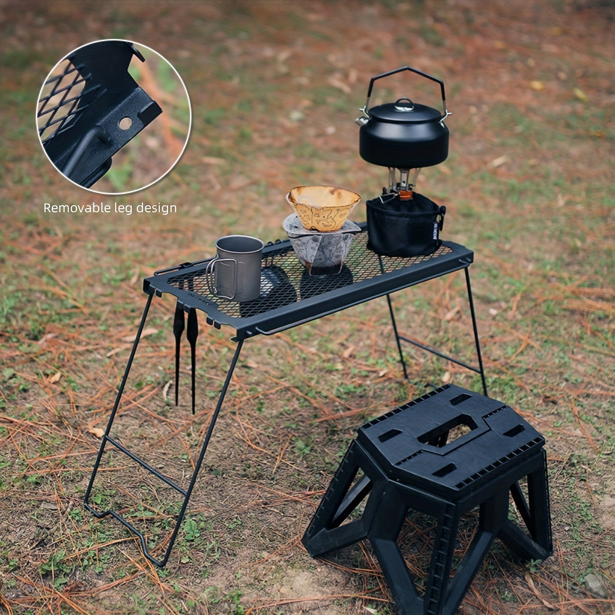 Folding Camping Table with Multi-Functional Storage and Hanging Features