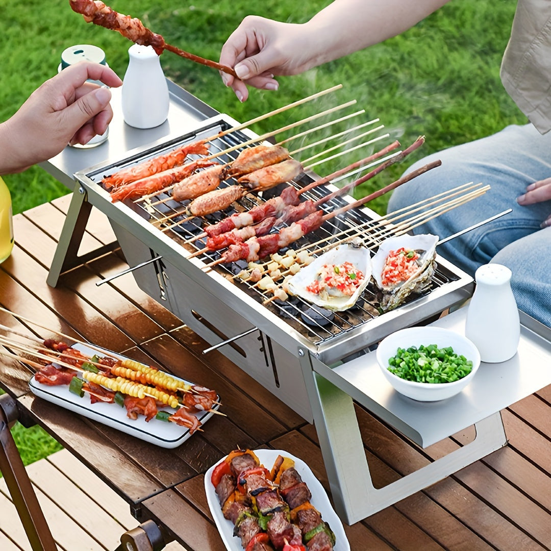 Foldable Stainless Steel Camping Grill Charcoal BBQ