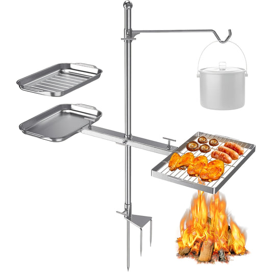 SELEWARE Adjustable Swivel Campfire Grill for Outdoor Cooking