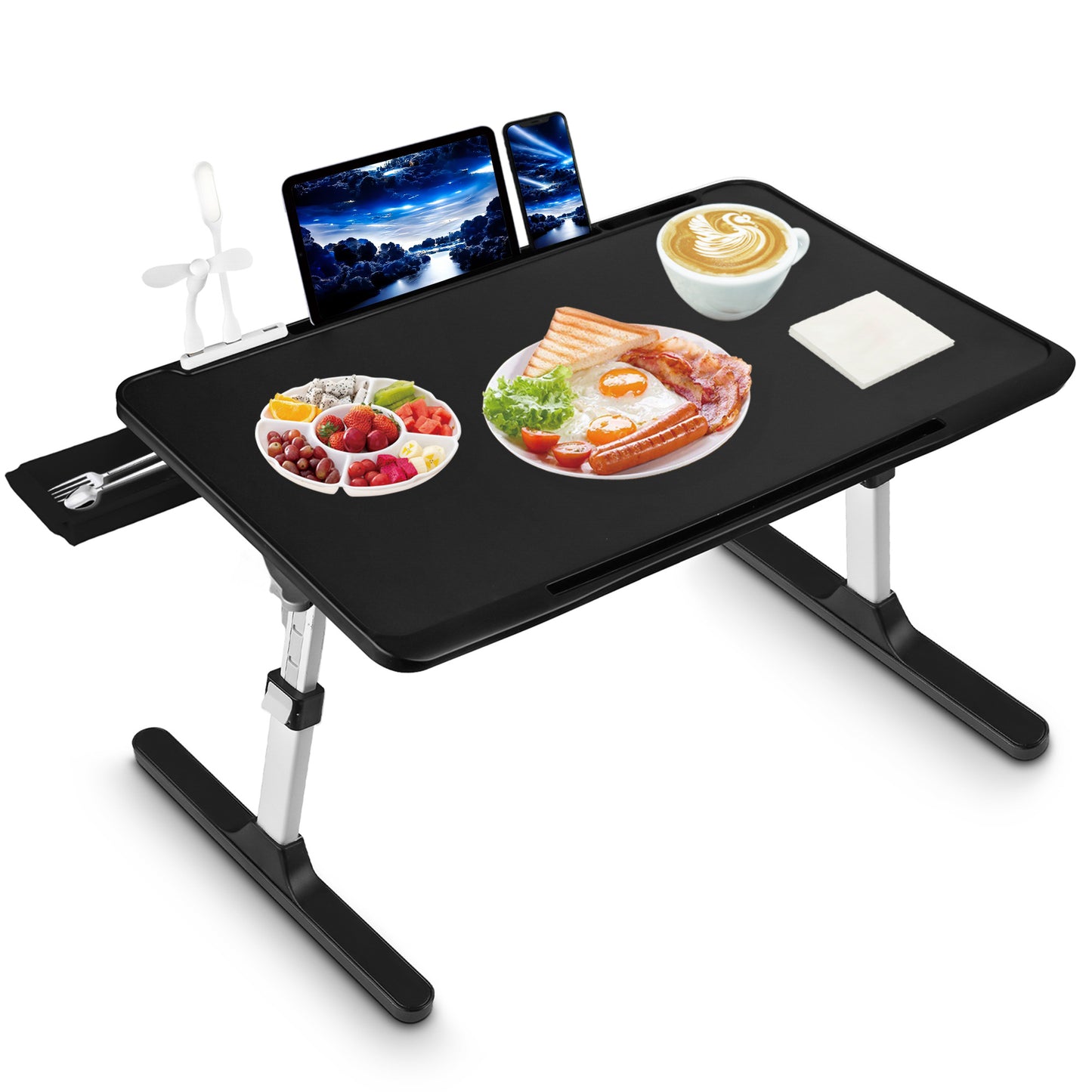 FWPP Adjustable Laptop Lap Desk Stand For Bed USB Light